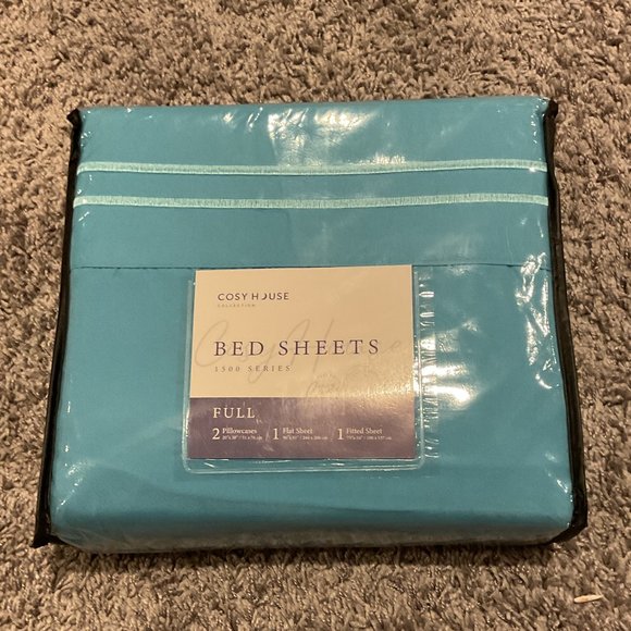 Cozy House Collection 1500 Series 4 Pc Bed Sheet Set -  Full - Pastel Blue - NEW - Picture 2 of 6
